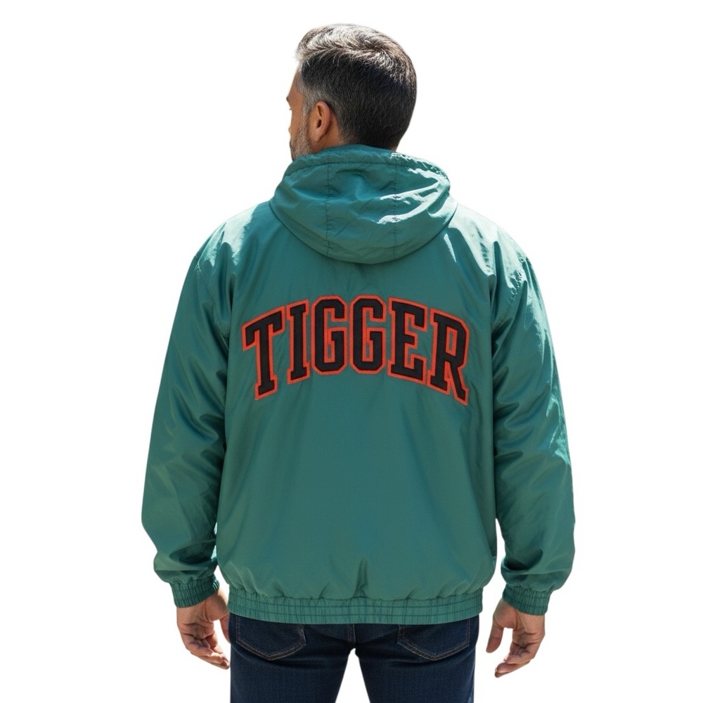 Vintage The Disney Store Tigger Jacket Men’s Sz L Green Embroidered Hooded